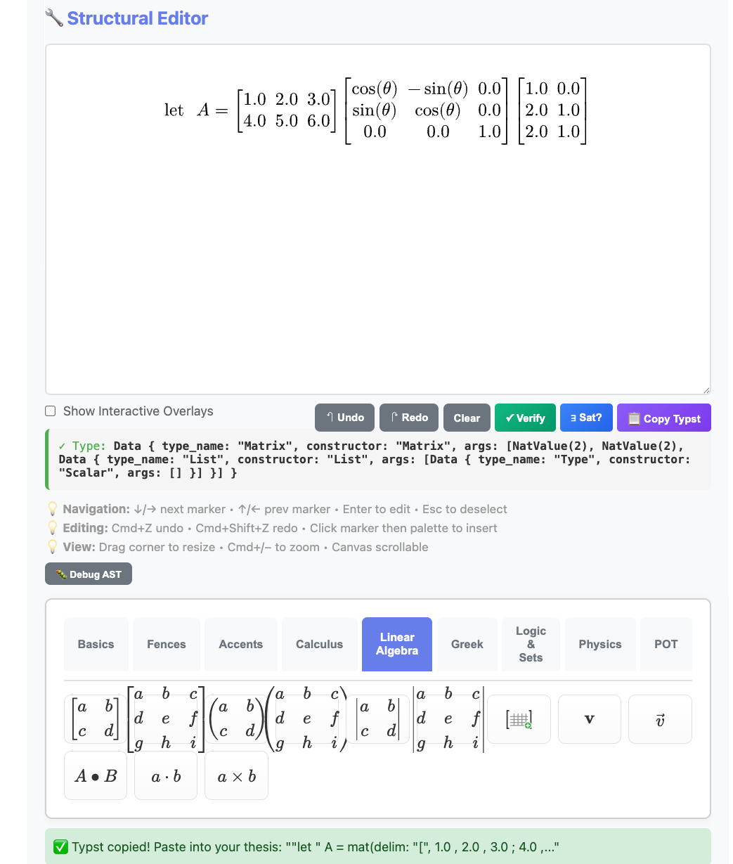 Equation Editor with matrix multiplication