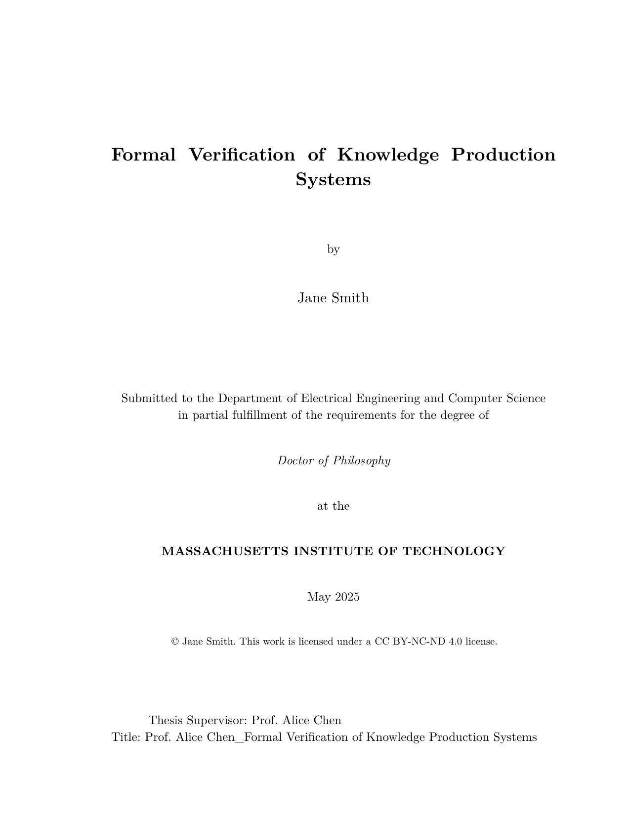 MIT Thesis Title Page